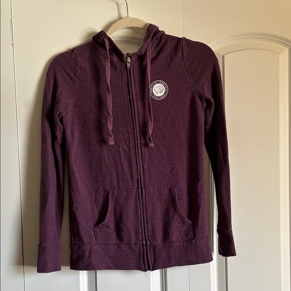 Ivory Ella Deep Purple Zip-Up Hoodie size  XS